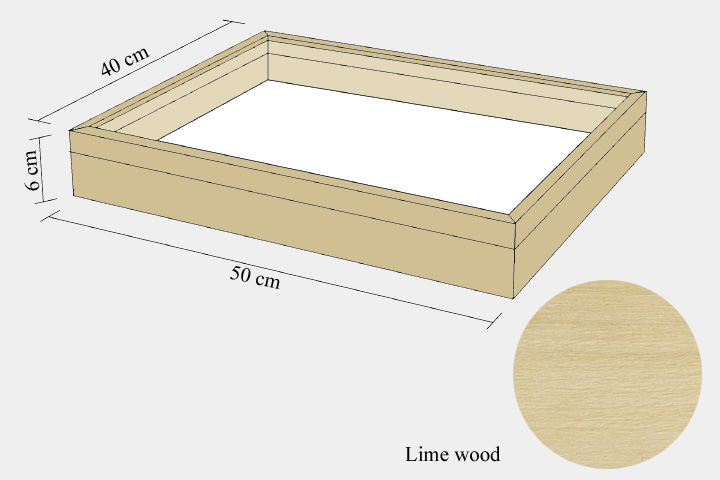 Lime wood drawer - 40 x 50 x 6 cm, with plastazote foam