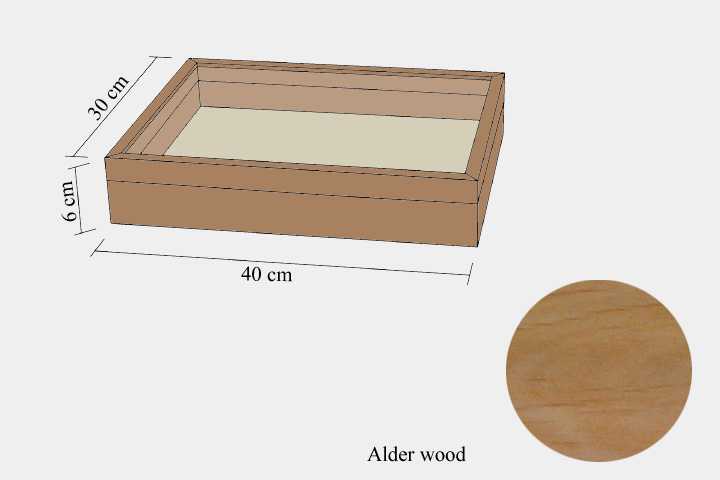 Alder wood drawer - 30 x 40 x 6 cm
